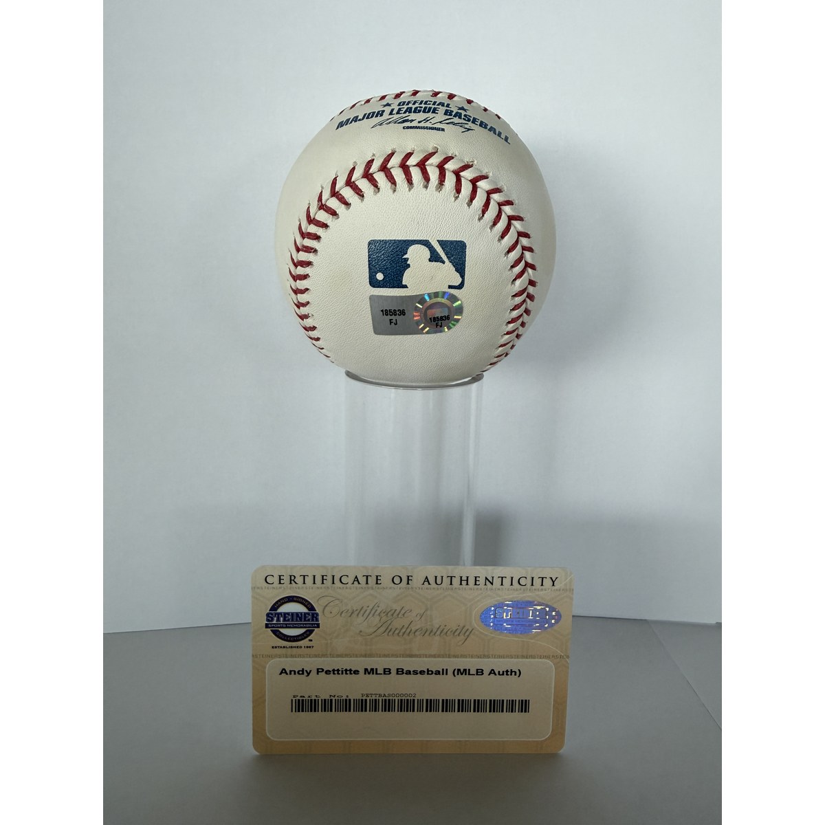 Andy Pettitte baseball COA sticker