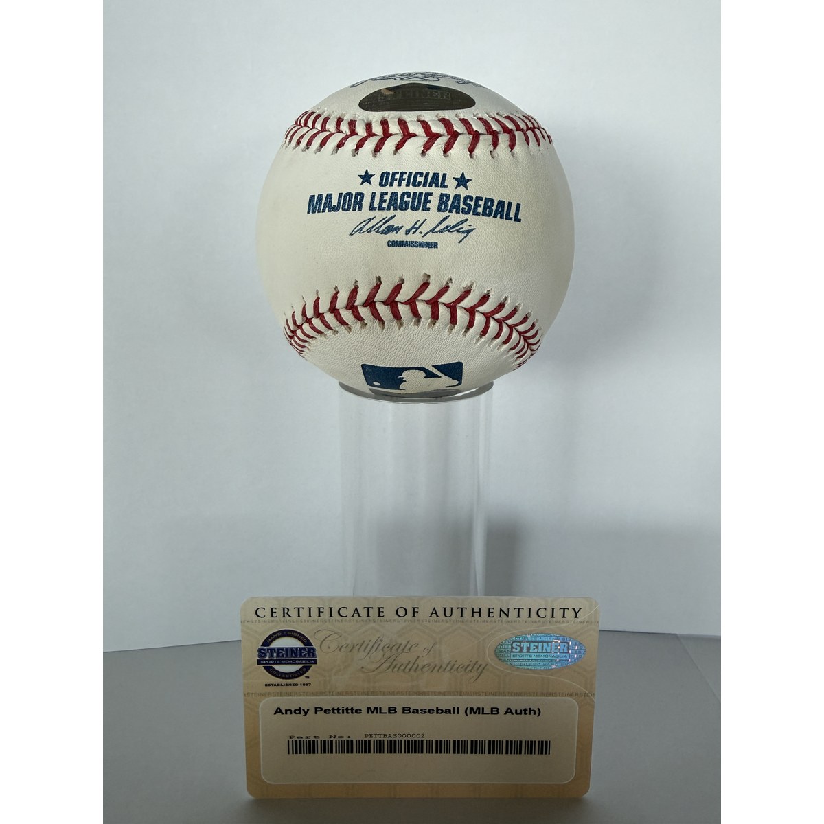 Andy Pettitte baseball COA sticker