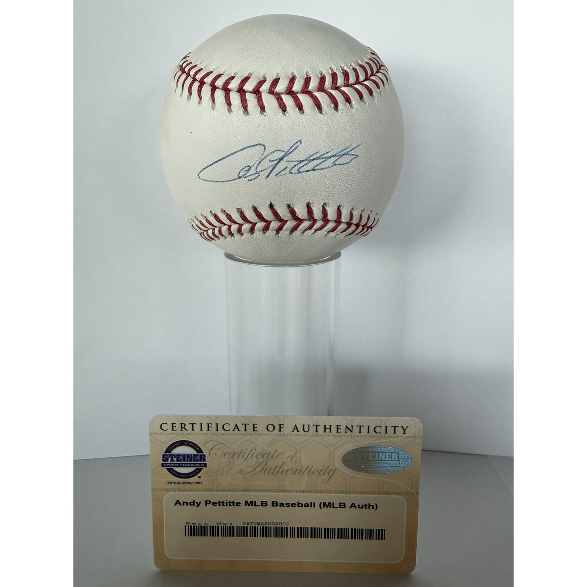 Andy Pettitte signed baseball with certificate of authenticity