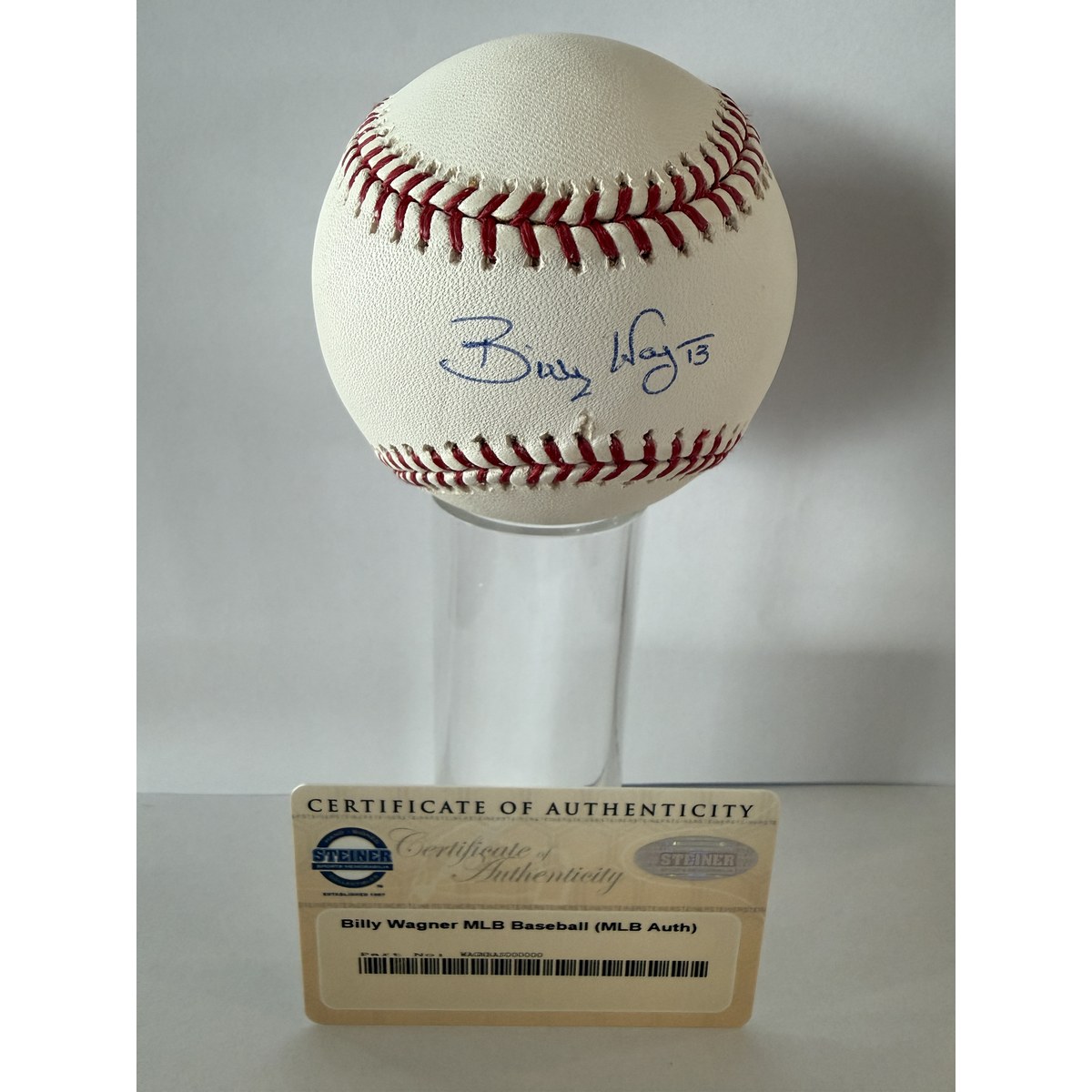 Billy Wagner signed baseball with certificate of authenticity