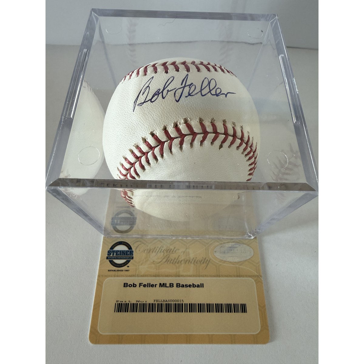 Bob Feller baseball in box