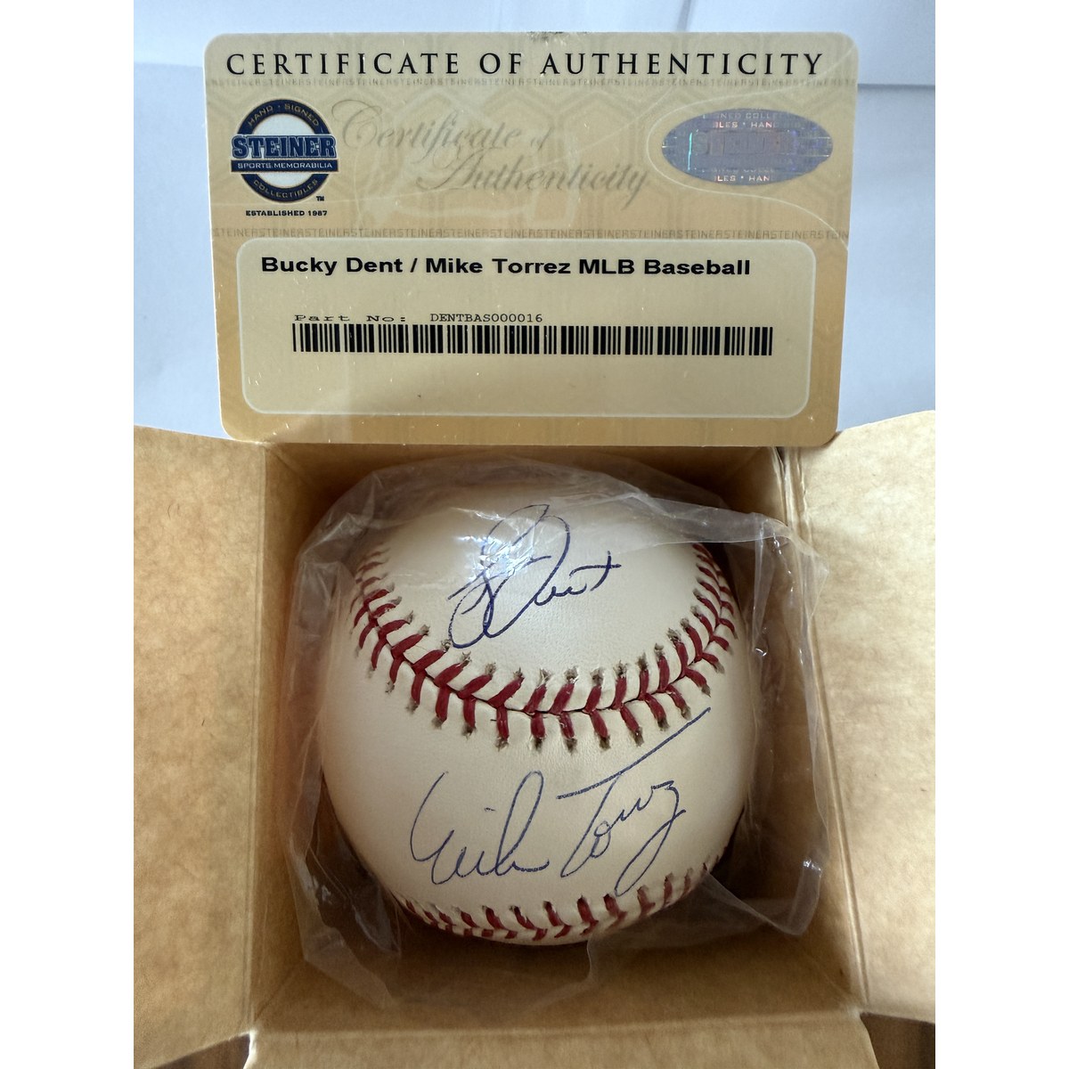 Bucky Dent Mike Torrez baseball in box