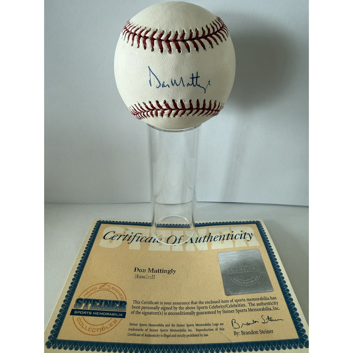 Don Mattingly signed baseball with certificate of authenticity