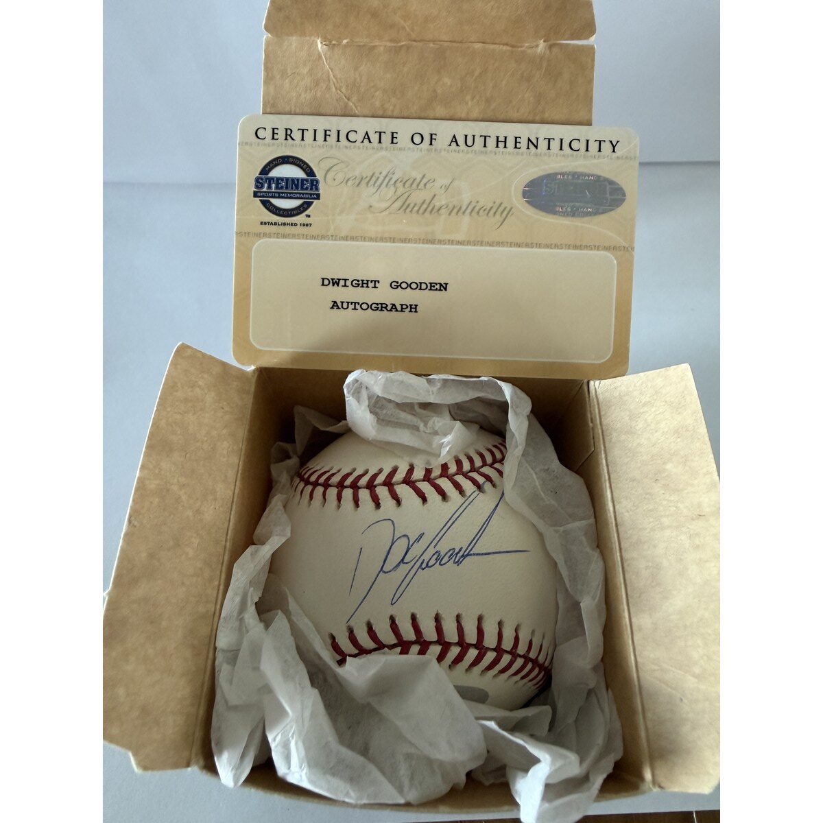 Dwight Gooden baseball in box
