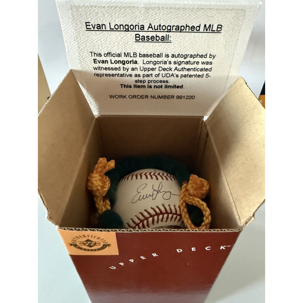 Evan Longaria baseball in box