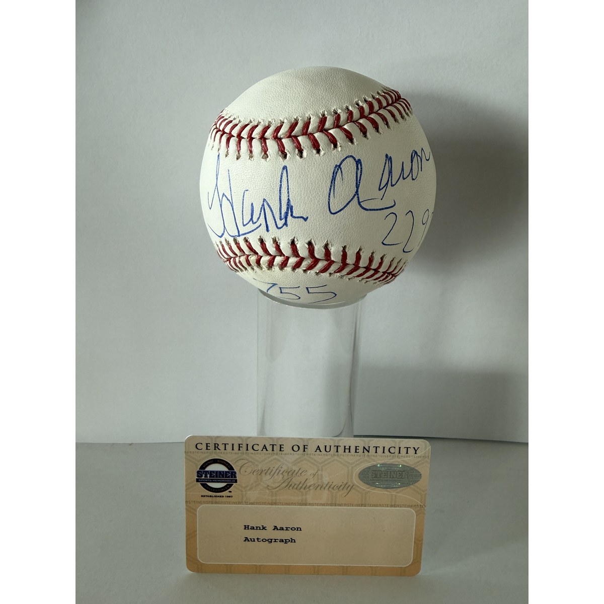 Hank Aaron signed baseball with certificate of authenticity