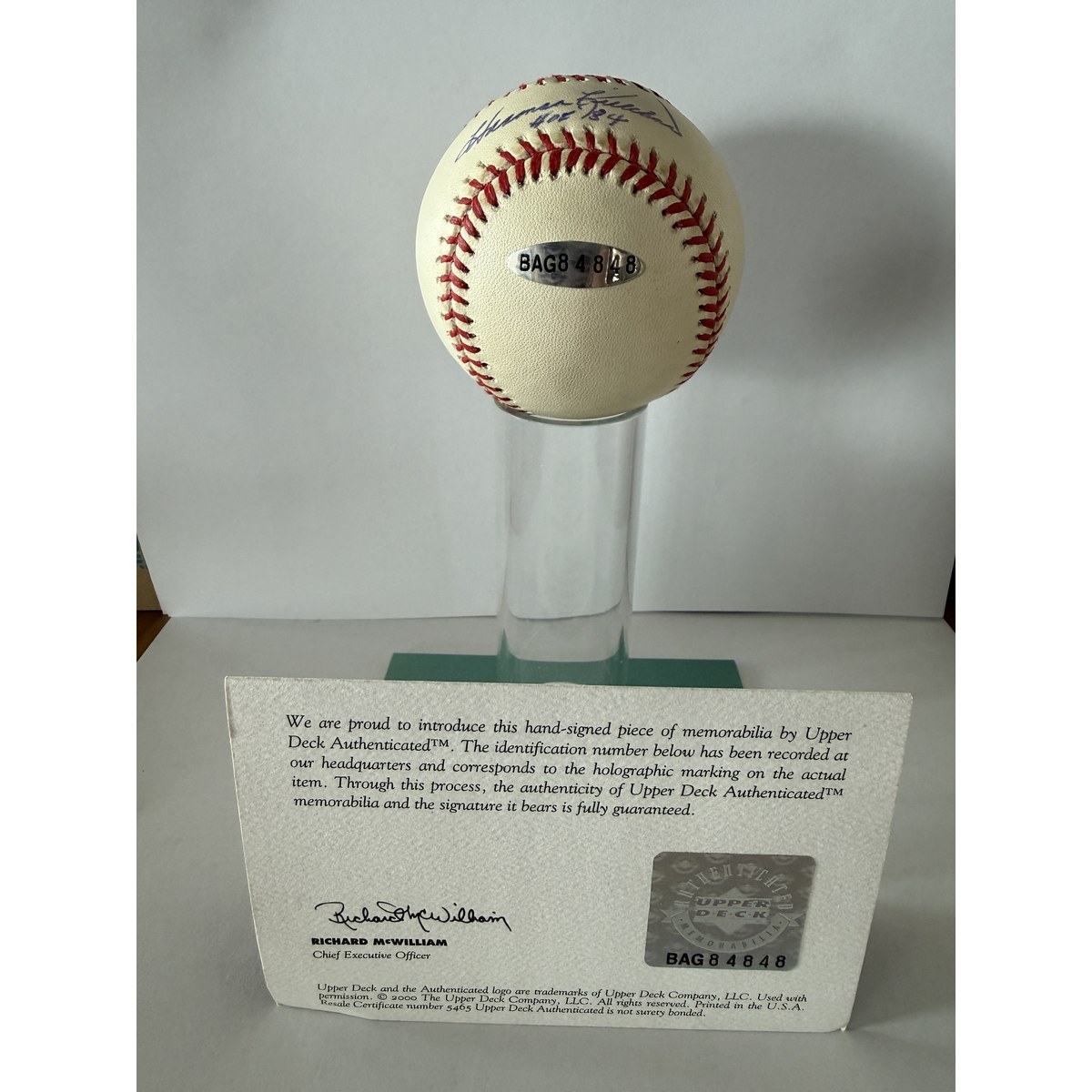 Harmon Killebrew baseball COA sticker