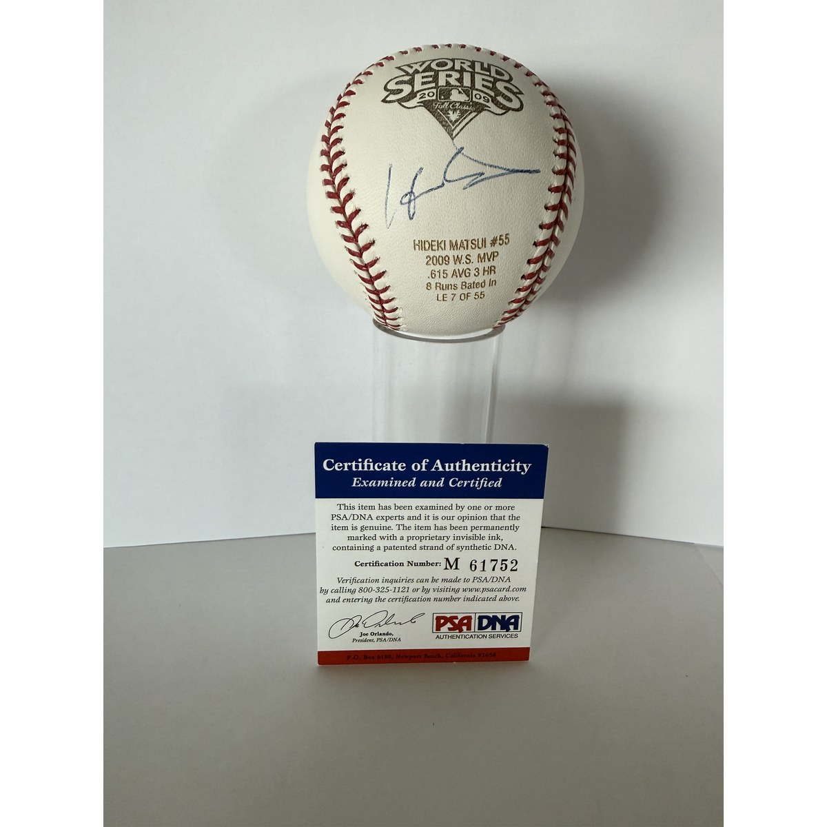 Hideki Matsui signed baseball with certificate of authenticity