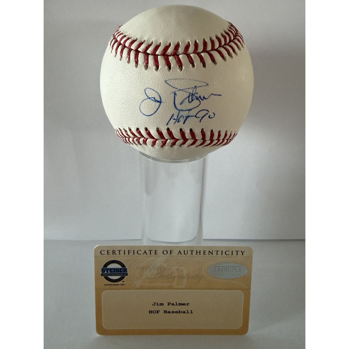 Jim Palmer signed baseball with certificate of authenticity