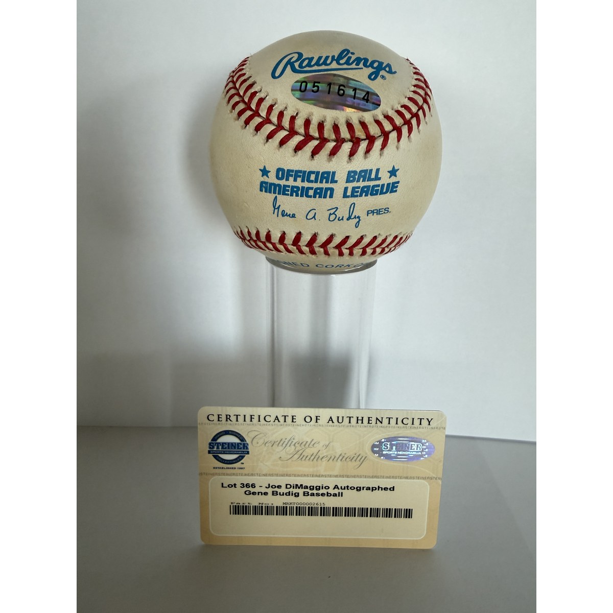 Joe DiMaggio baseball COA sticker
