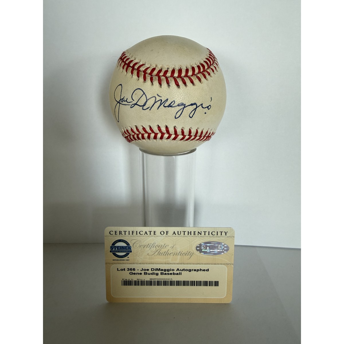 Joe DiMaggio signed baseball with certificate of authenticity