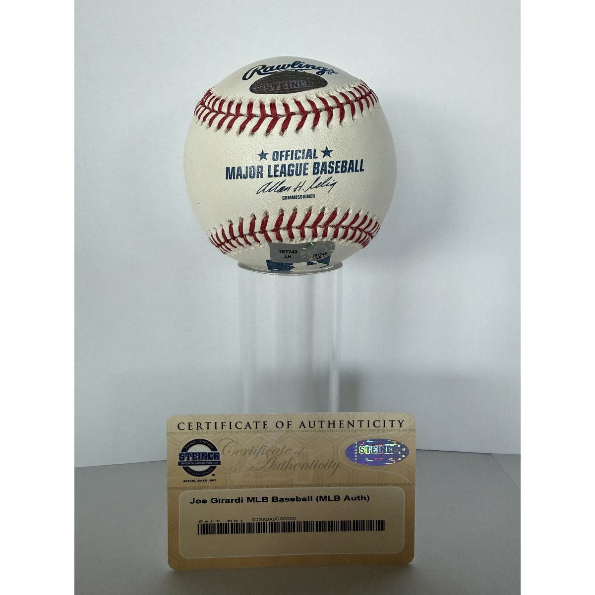 Joe Girardi baseball COA sticker
