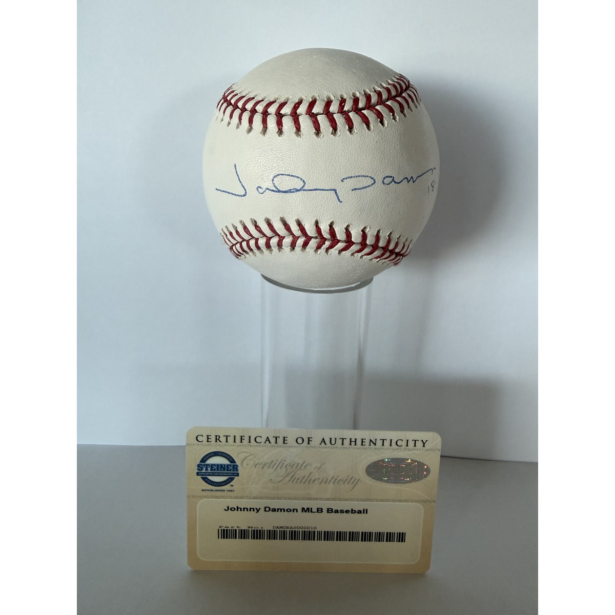 Johnny Damon signed baseball with certificate of authenticity