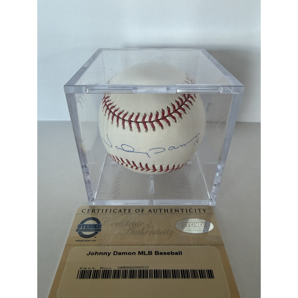 Johnny Damon baseball in box