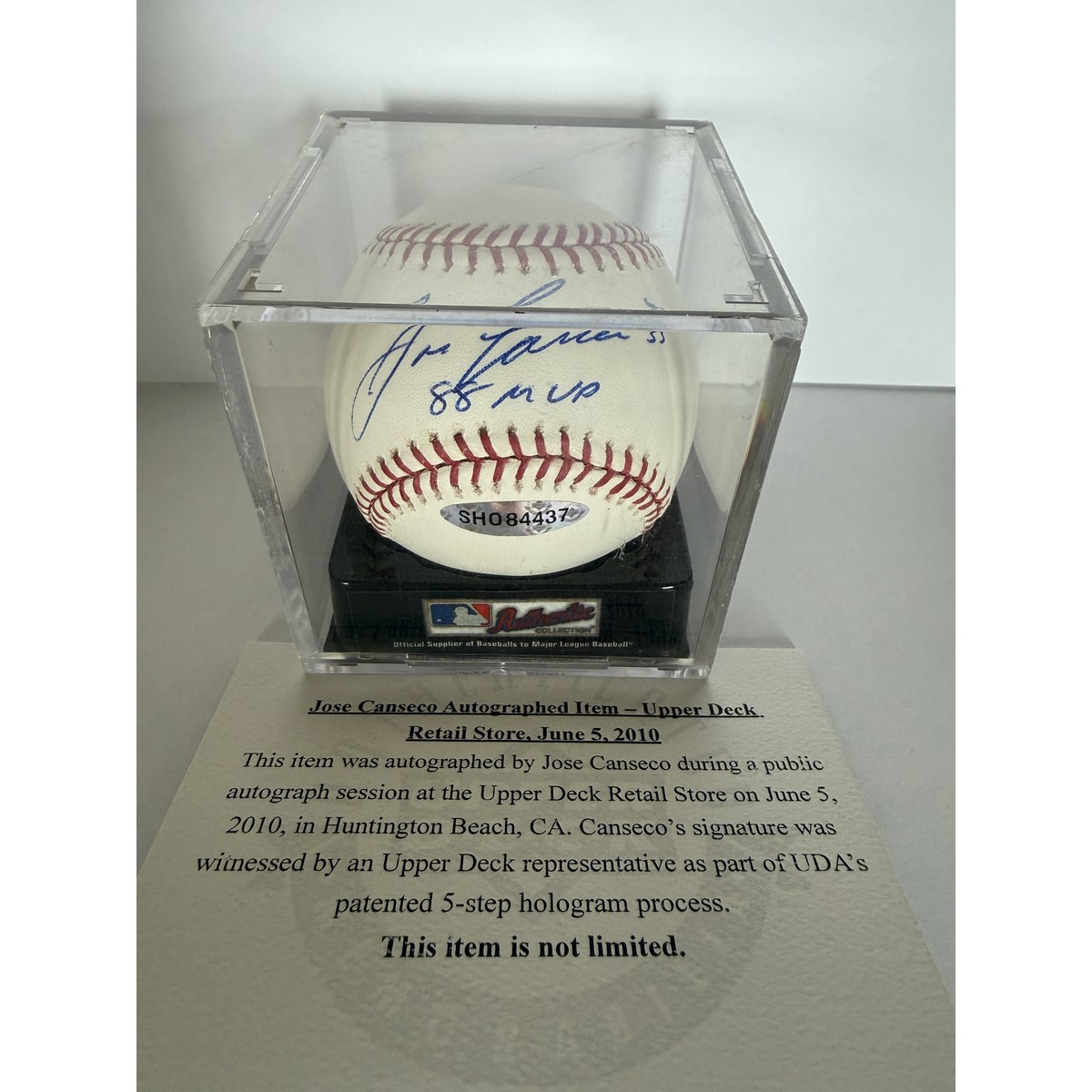 Jose Canseco baseball in box