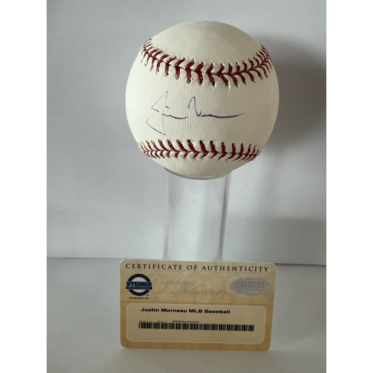 Justin Morneau signed baseball with certificate of authenticity