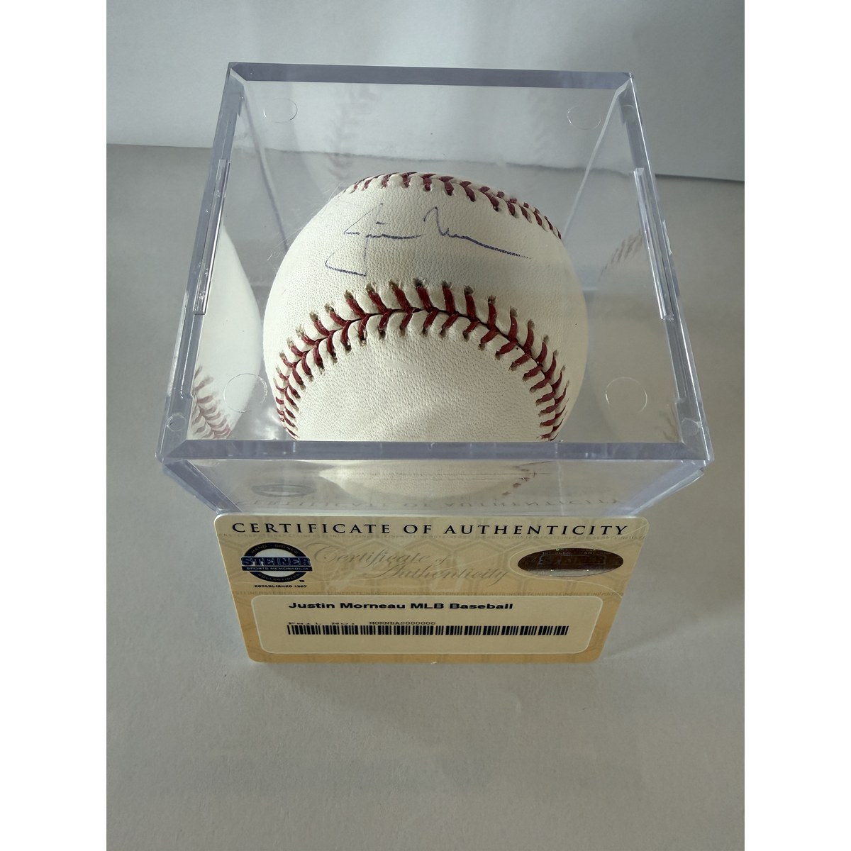 Justin Morneau baseball in box