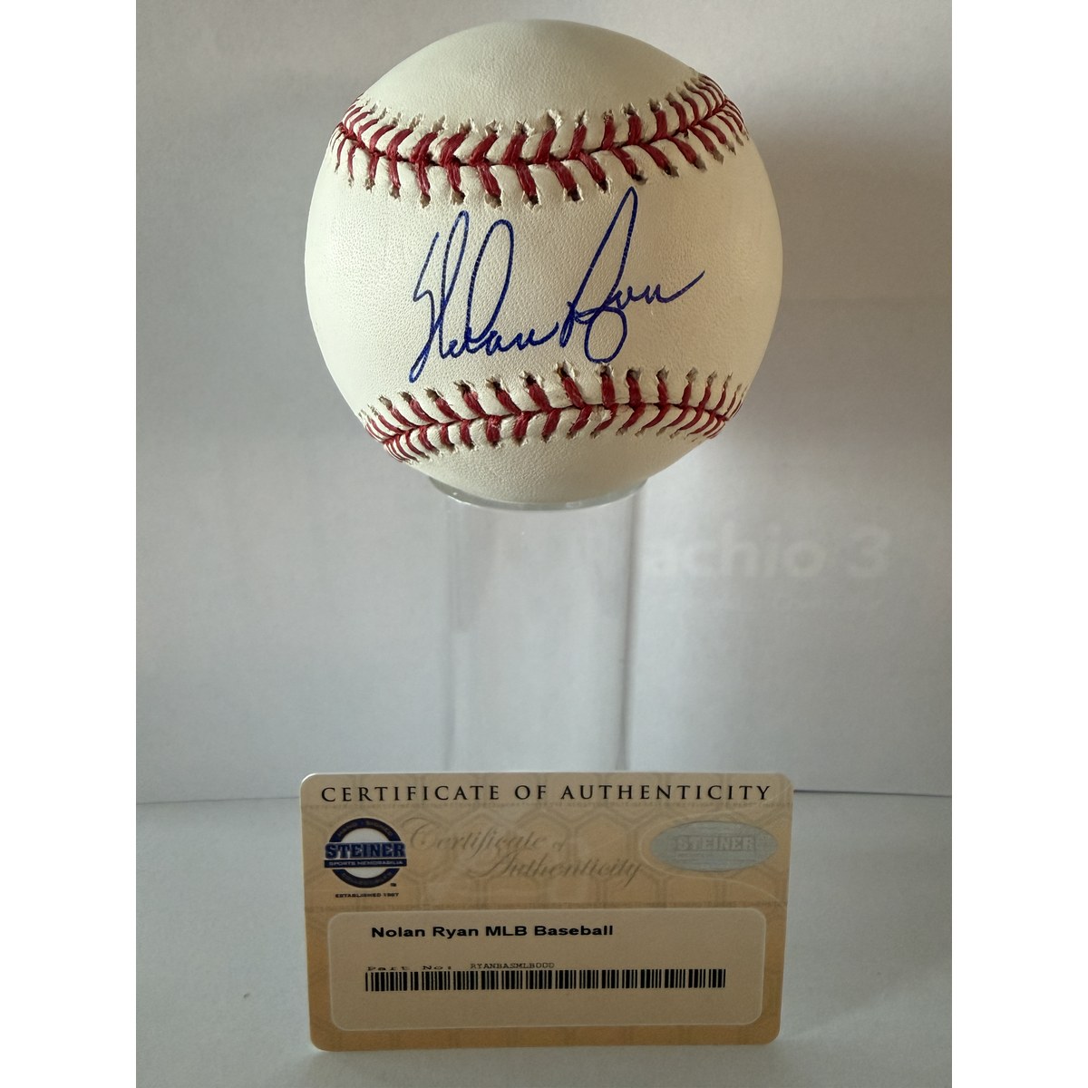 Nolan Ryan signed baseball with certificate of authenticity