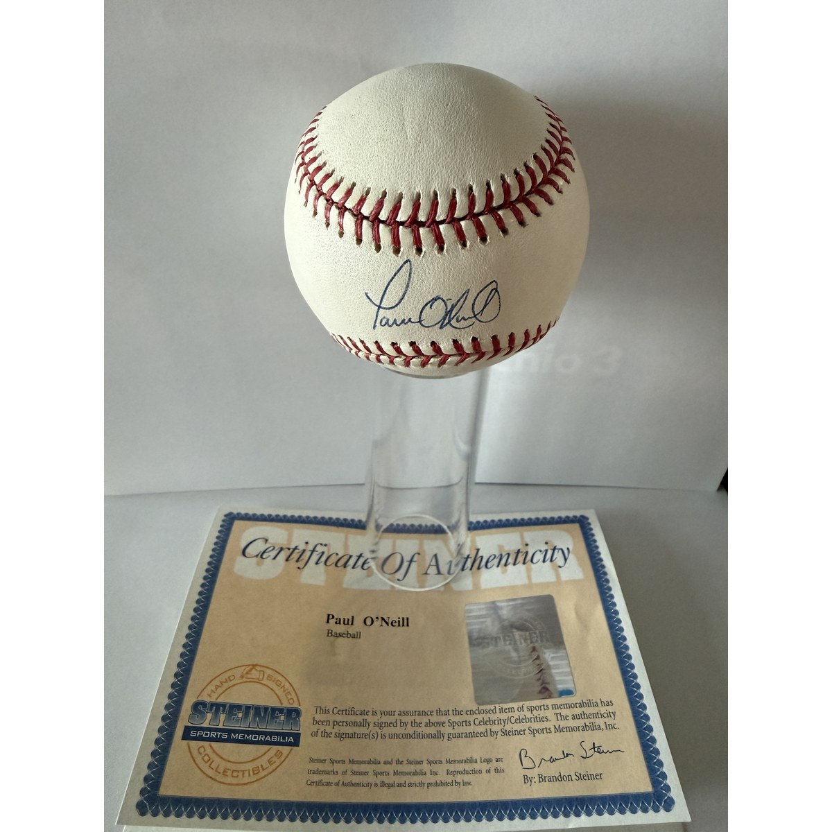 Paul O'Neill signed baseball with certificate of authenticity