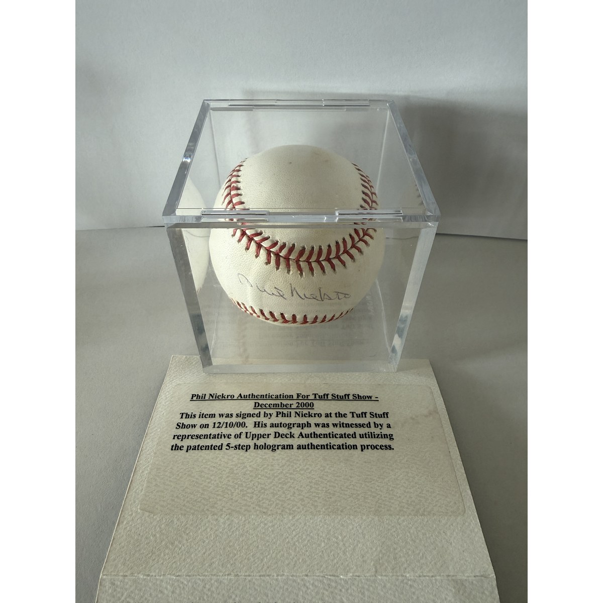 Phil Niekro baseball in box