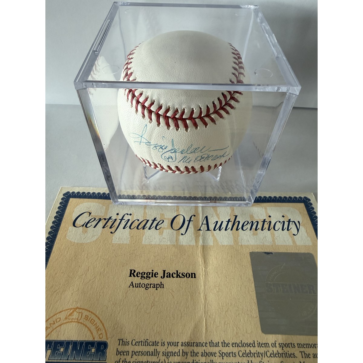 Reggie Jackson baseball in box