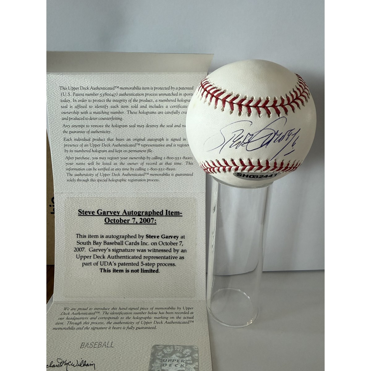 Steve Garvey signed baseball with certificate of authenticity