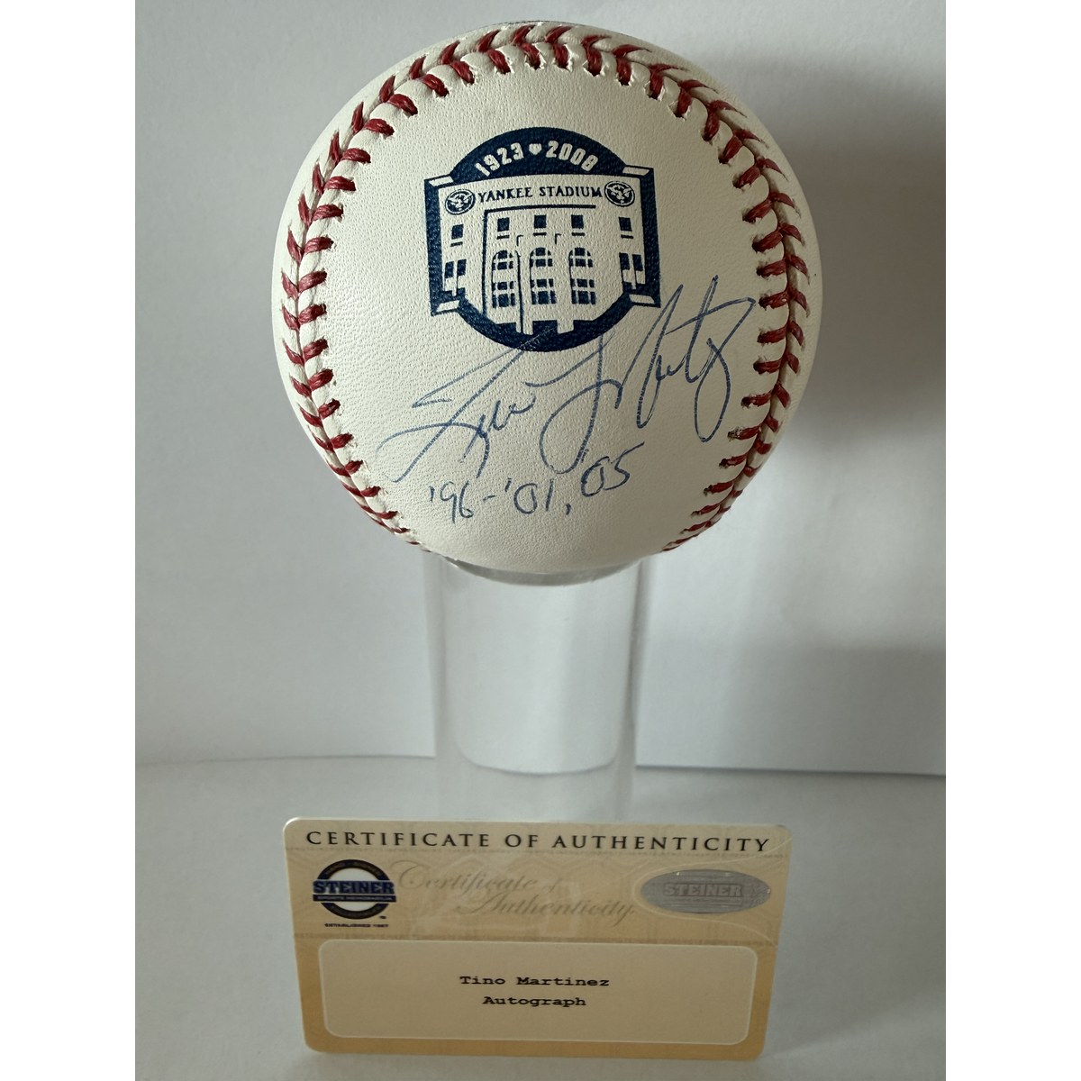Tino Martinez signed baseball with certificate of authenticity