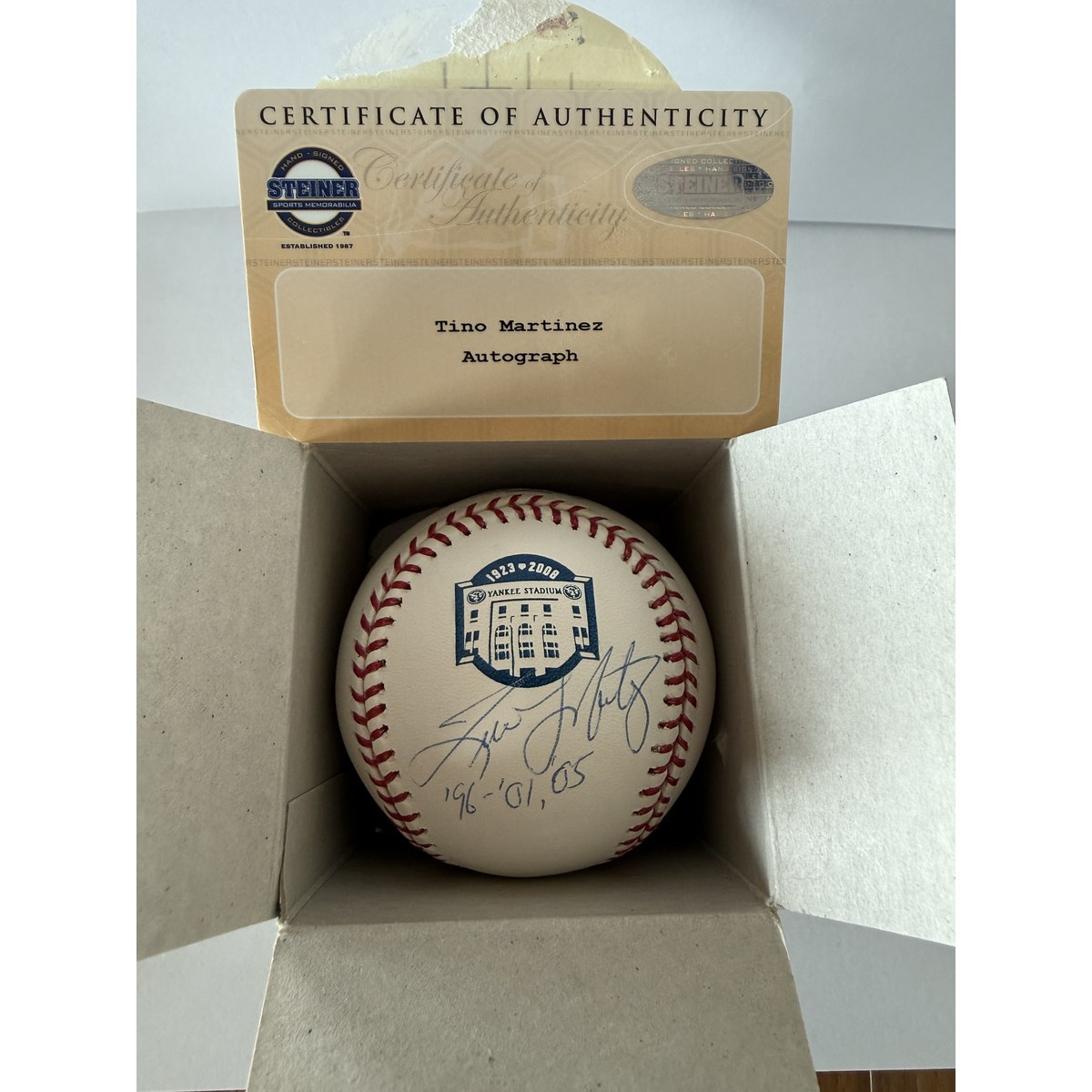 Tino Martinez baseball in box