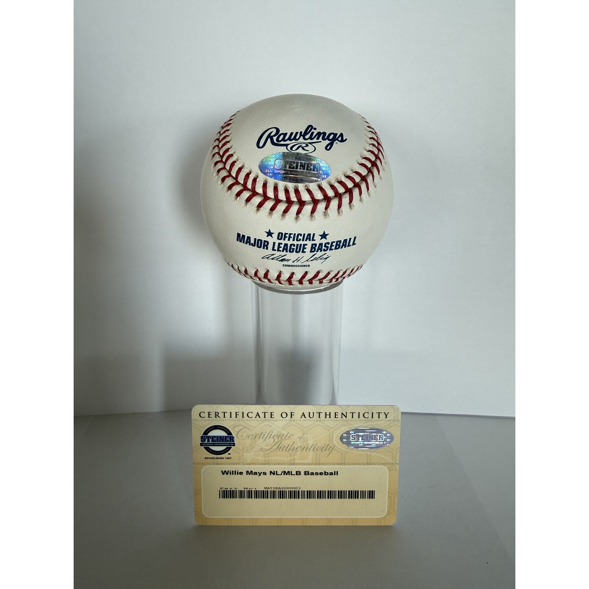 Willie Mays baseball COA sticker