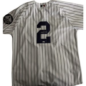 Derek Jeter signed Jersey with Bob Sheppard and George Steinbrenner patches
