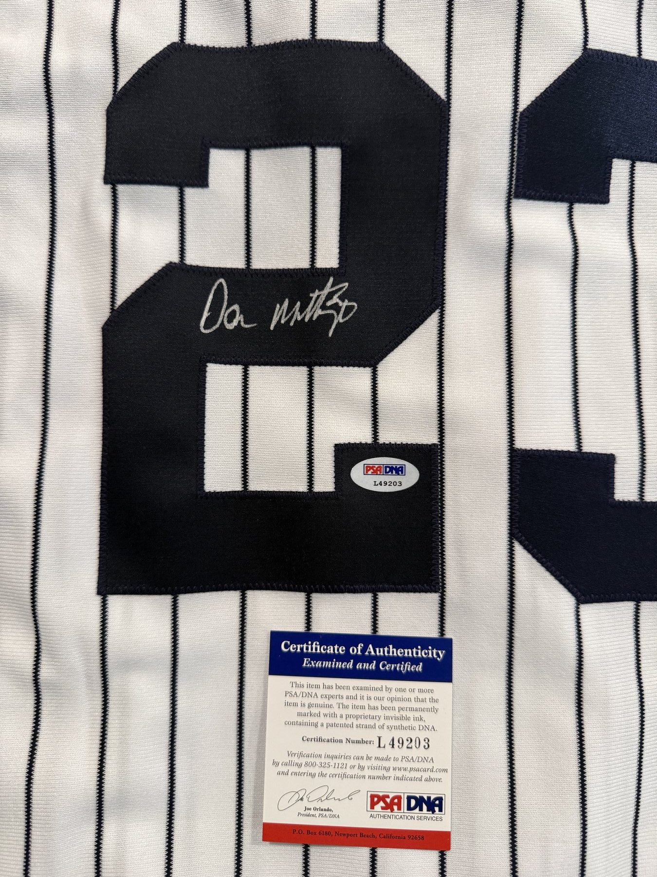 Don Mattingly signed unframed Jersey New York Yankees (Steiner COA) - Image 3